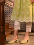 Afarin Anarkali Kurat with Organza Scallop Border White Pant